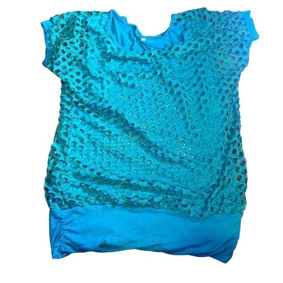 Unbranded Woman's Blue Short Sleeve Mermaid Vibes Casual Top Size Medium - Picture 1 of 13